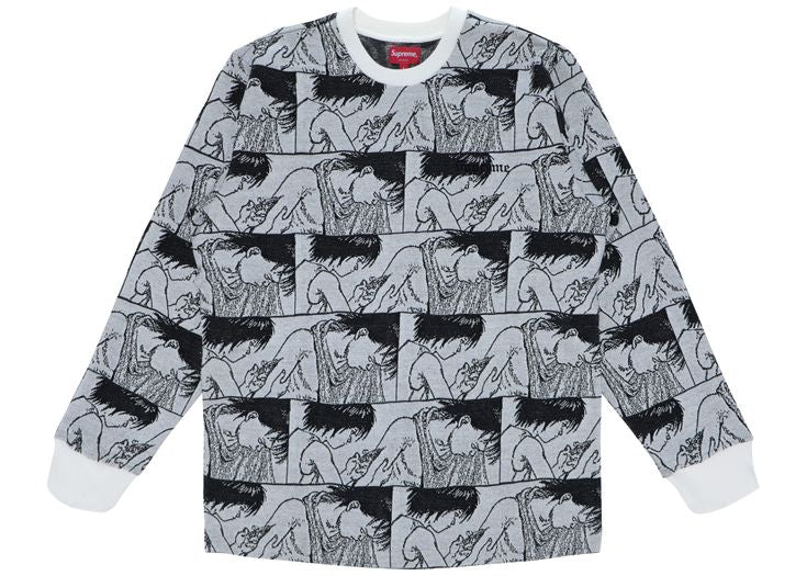 White Supreme AKIRA Syringe Jacquard Long Sleeve