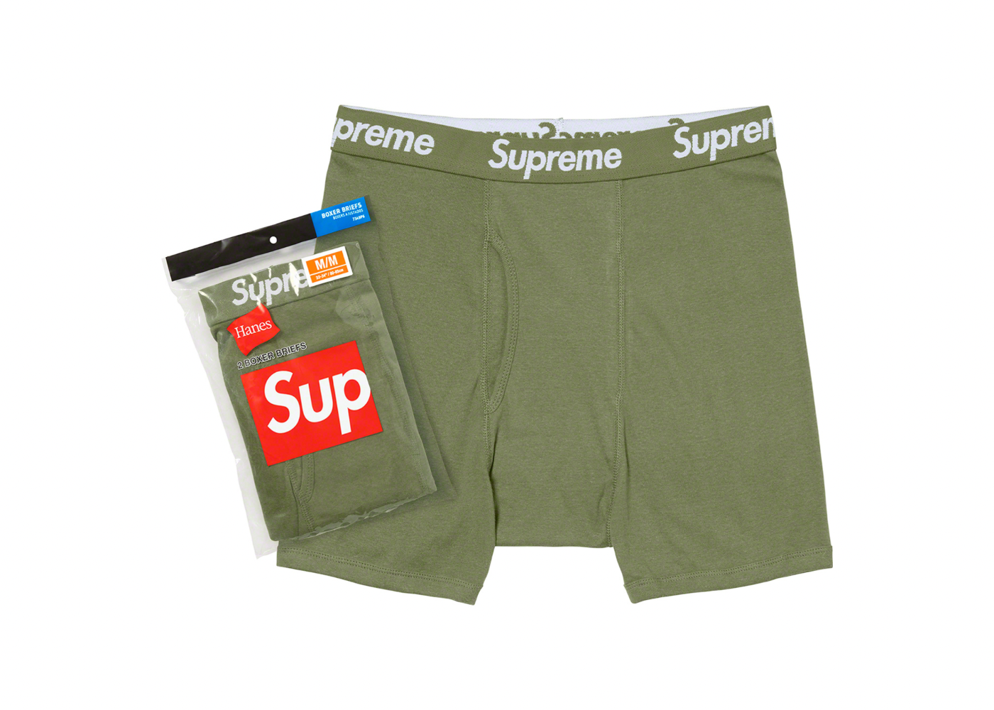 Supreme Hanes Boxer Briefs (2 Pack) Olive