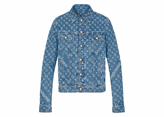 Supreme x Louis Vuitton Jacquard Denim Trucker Jacket Blue