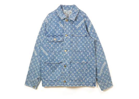 Supreme x Louis Vuitton Jacquard Denim Chore Coat Blue