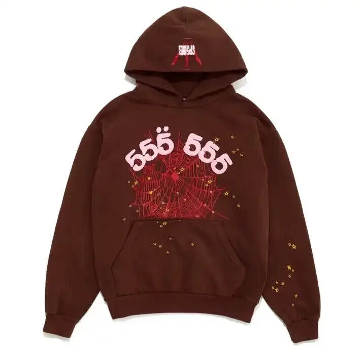 Spider Angel Number Hoodie Brown
