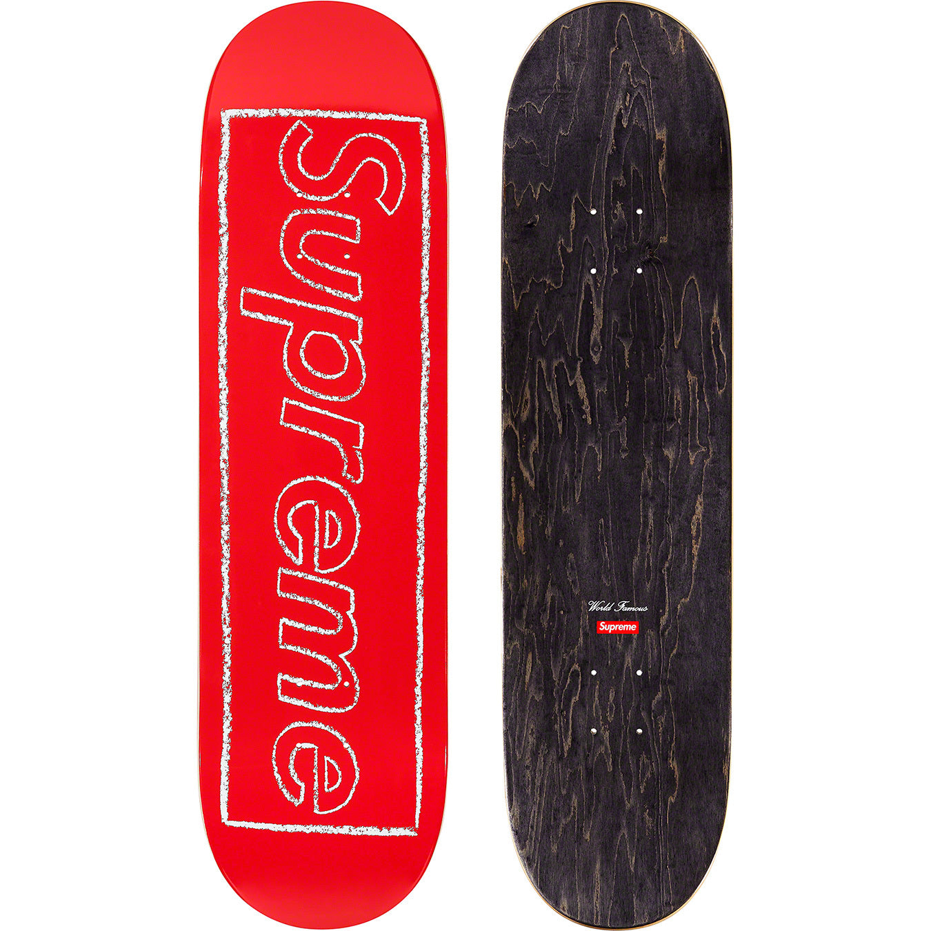 Supreme KAWS Chalk Logo Skateboard Deck Red