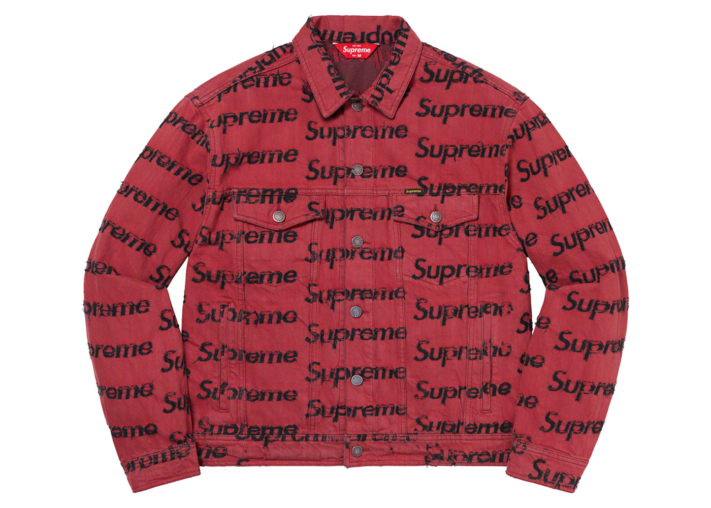 Supreme Frayed Logos Denim Trucker Jacket Red – Mood Toronto