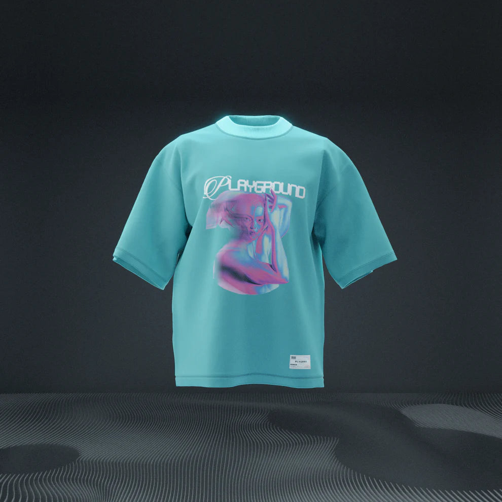 PLAY GROUND Alien Inferno Pastel Blue T-Shirt