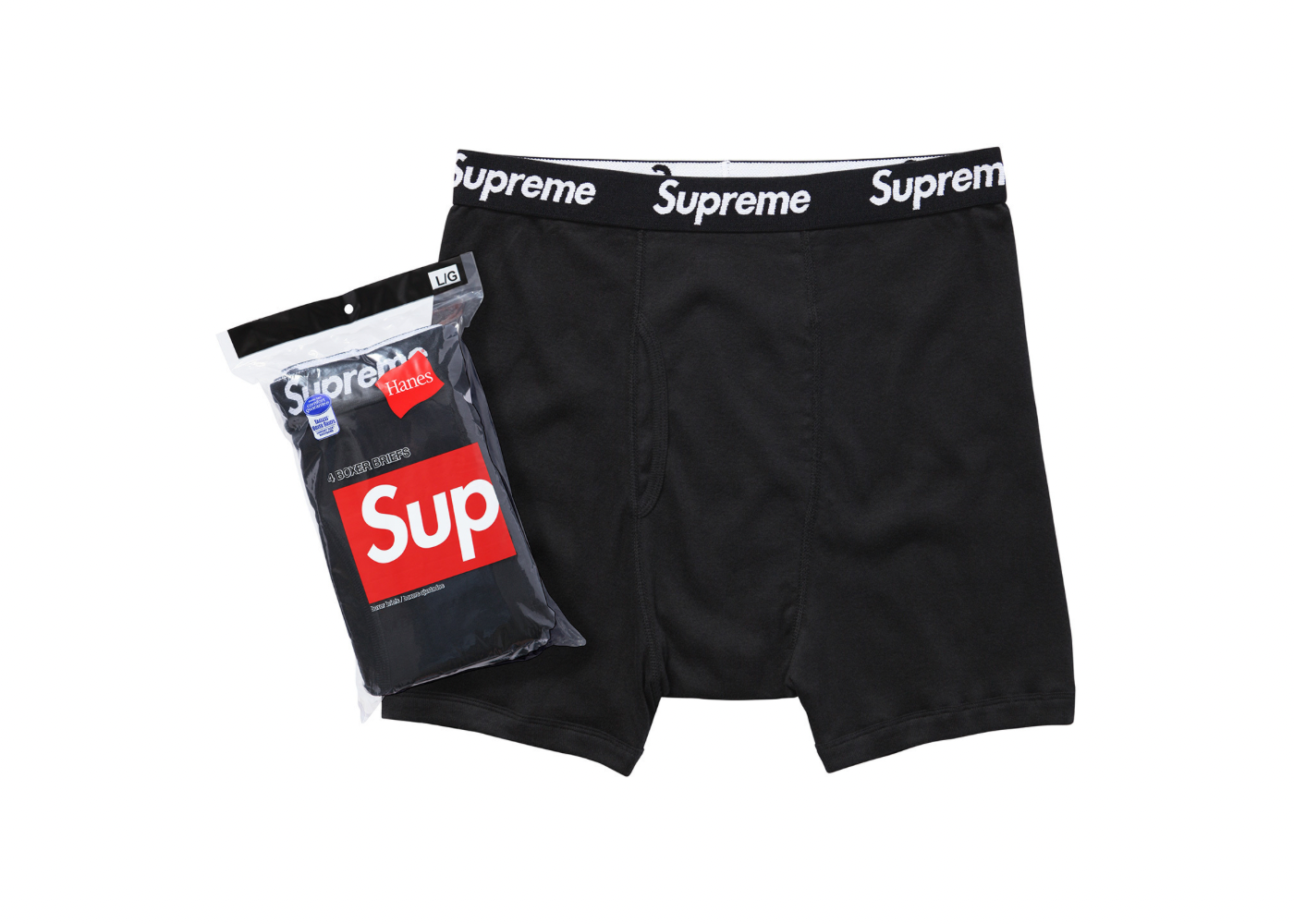 Supreme Hanes Boxer Briefs (4 Pack) Black