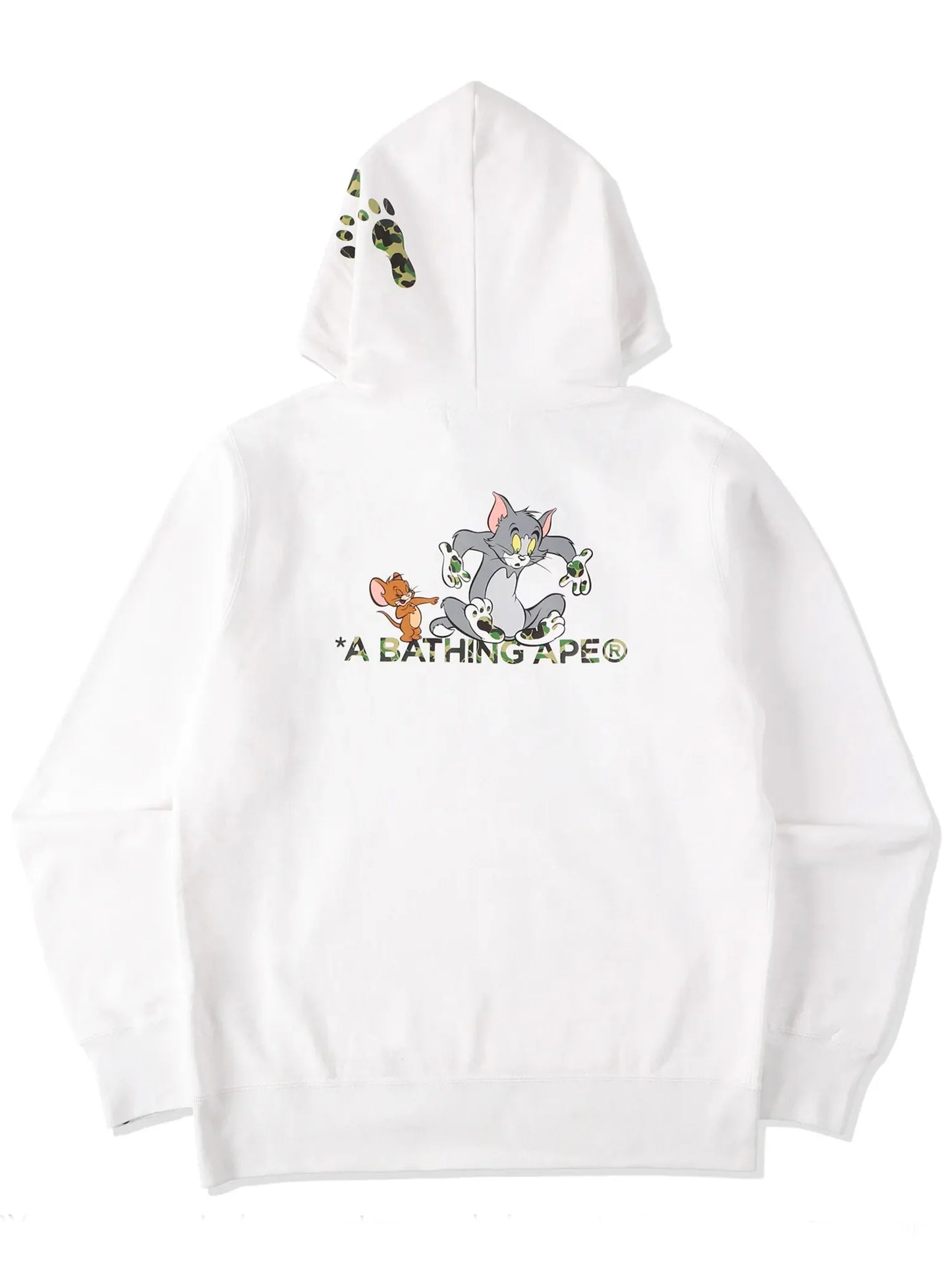 BAPE x Tom and Jerry Footprints Pullover Hoodie White