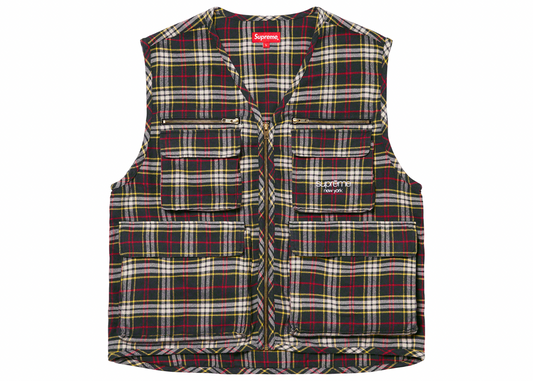 Supreme Tartan Flannel Cargo Vest Black