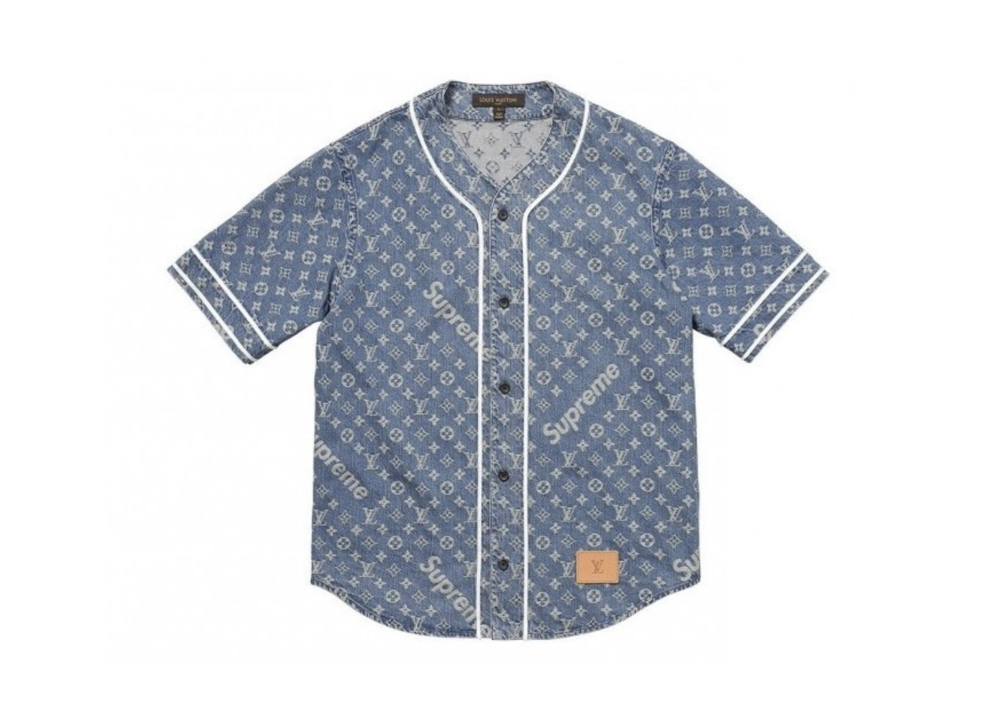 Supreme x Louis Vuitton Jacquard Denim Baseball Jersey Blue