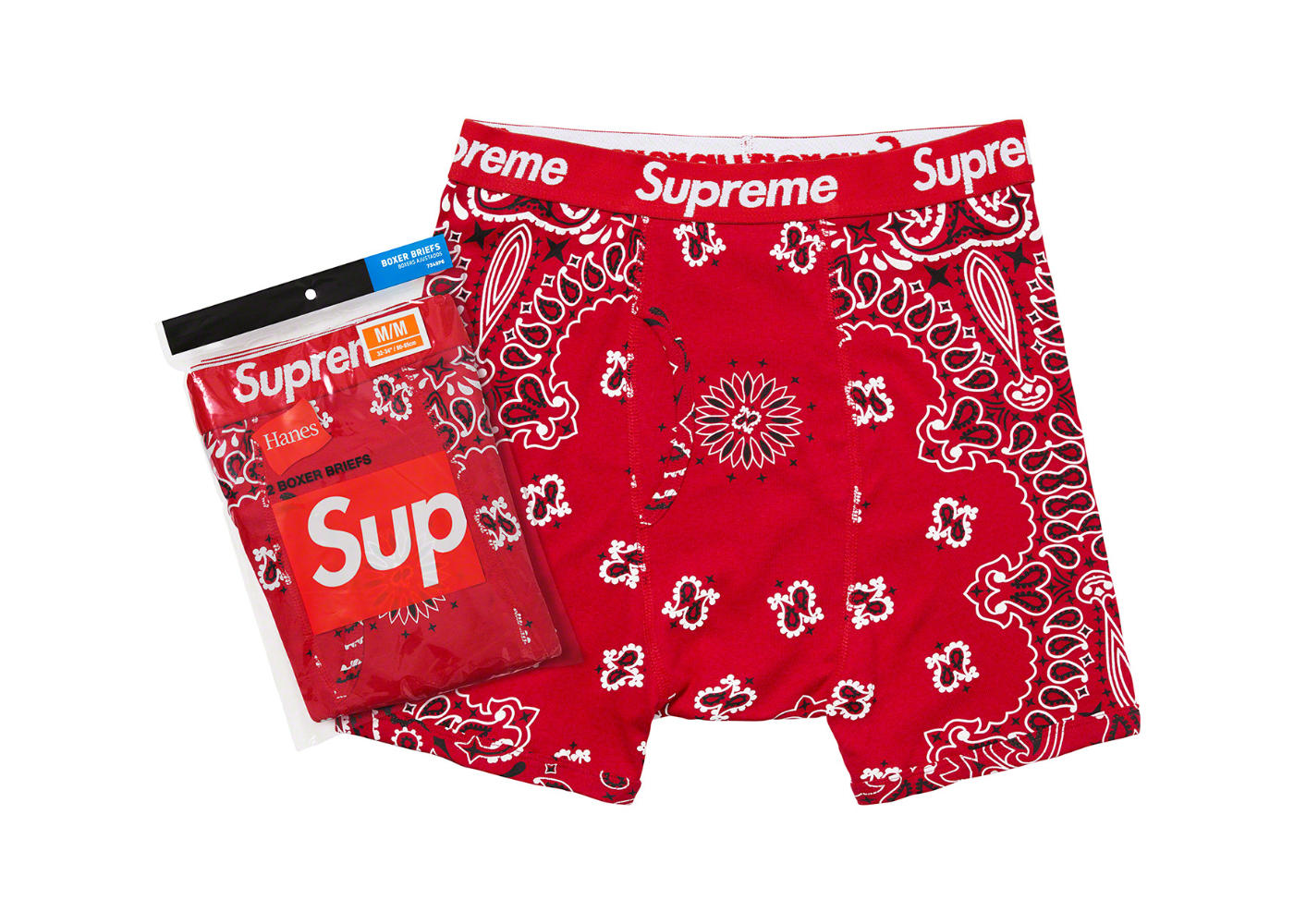 Supreme Hanes Bandana Boxer Briefs (2 Pack) Red