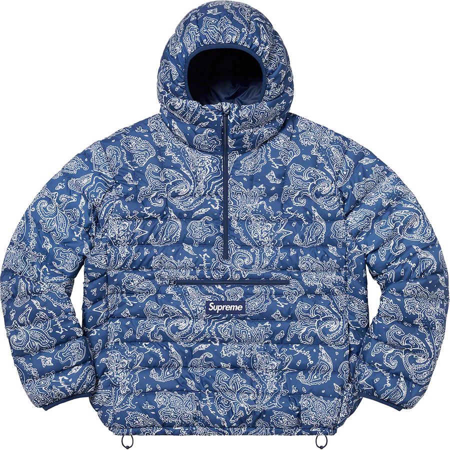 Supreme Micro Down Half Zip Hooded Pullover FW22 Blue Paisley #