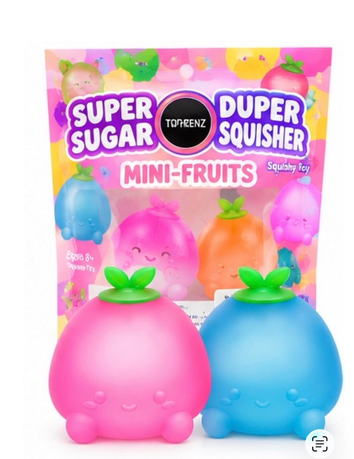 Top Trenz Super Duper Sugar Squisher Mini Fruits – Pink Dragonfruit & Blueberry