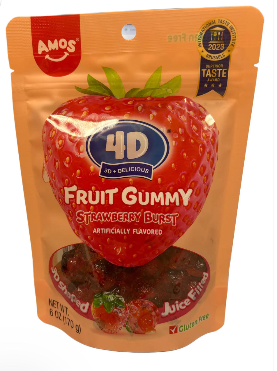 AMOS 4D Fruit Gummy Strawberry Burst 6oz