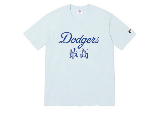 Supreme MLB Los Angeles Dodgers Kanji Teams Tee Pale Blue