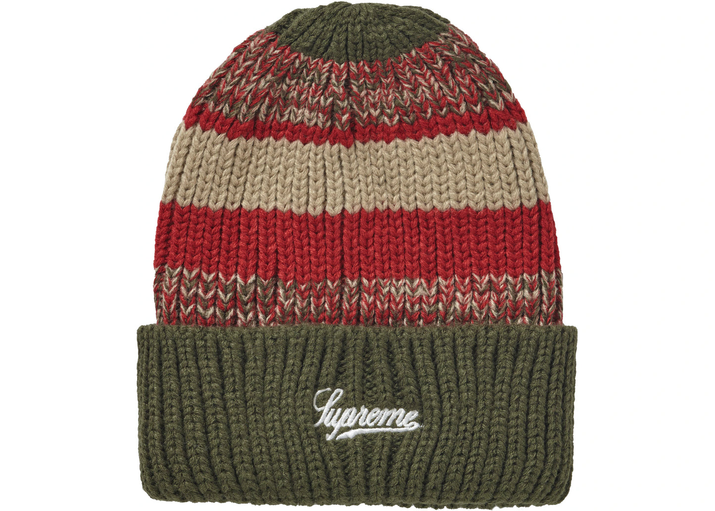 Supreme Mixed Stripe Beanie Green #