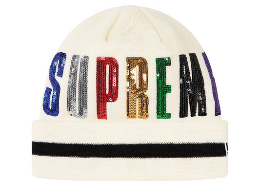 Supreme New Era Sequin Beanie Natural