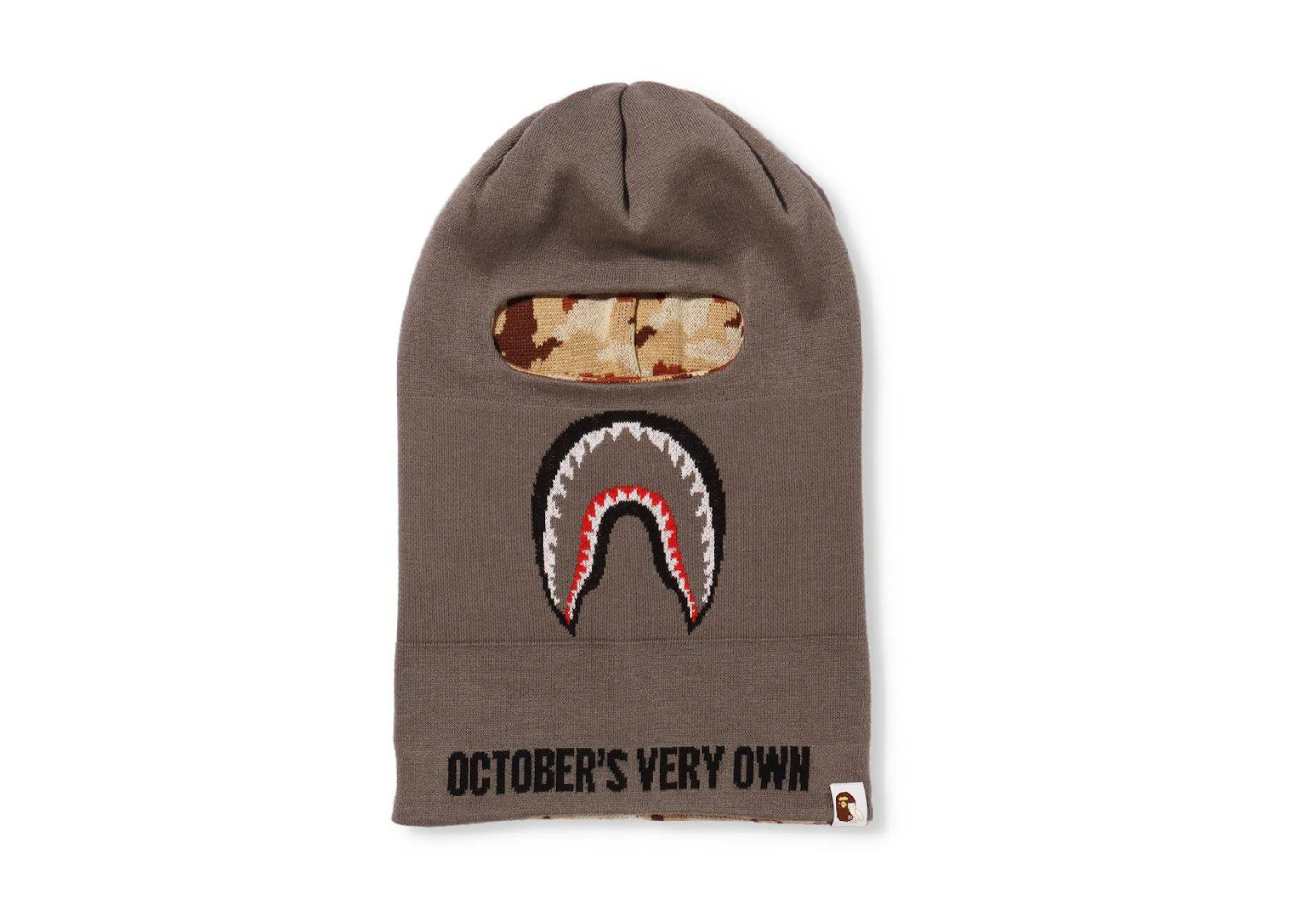 BAPE x OVO Woodland Camo Shark Reversible Balaclava Grey