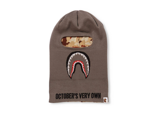 BAPE x OVO Woodland Camo Shark Reversible Balaclava Grey