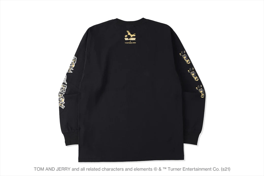 BAPE x Tom and Jerry Footprints Madison Avenue L/S Tee Black