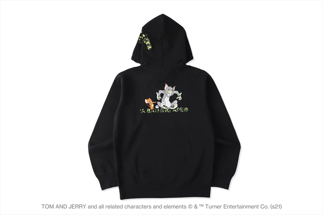 BAPE x Tom and Jerry Footprints Pullover Hoodie Black