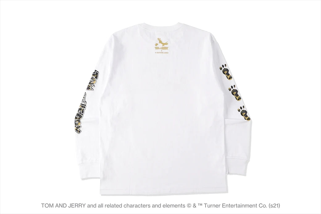 BAPE x Tom and Jerry Footprints Madison Avenue L/S Tee White