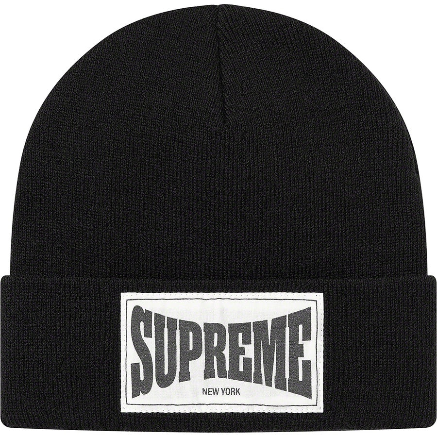 Supreme Woven Label Beanie Black #