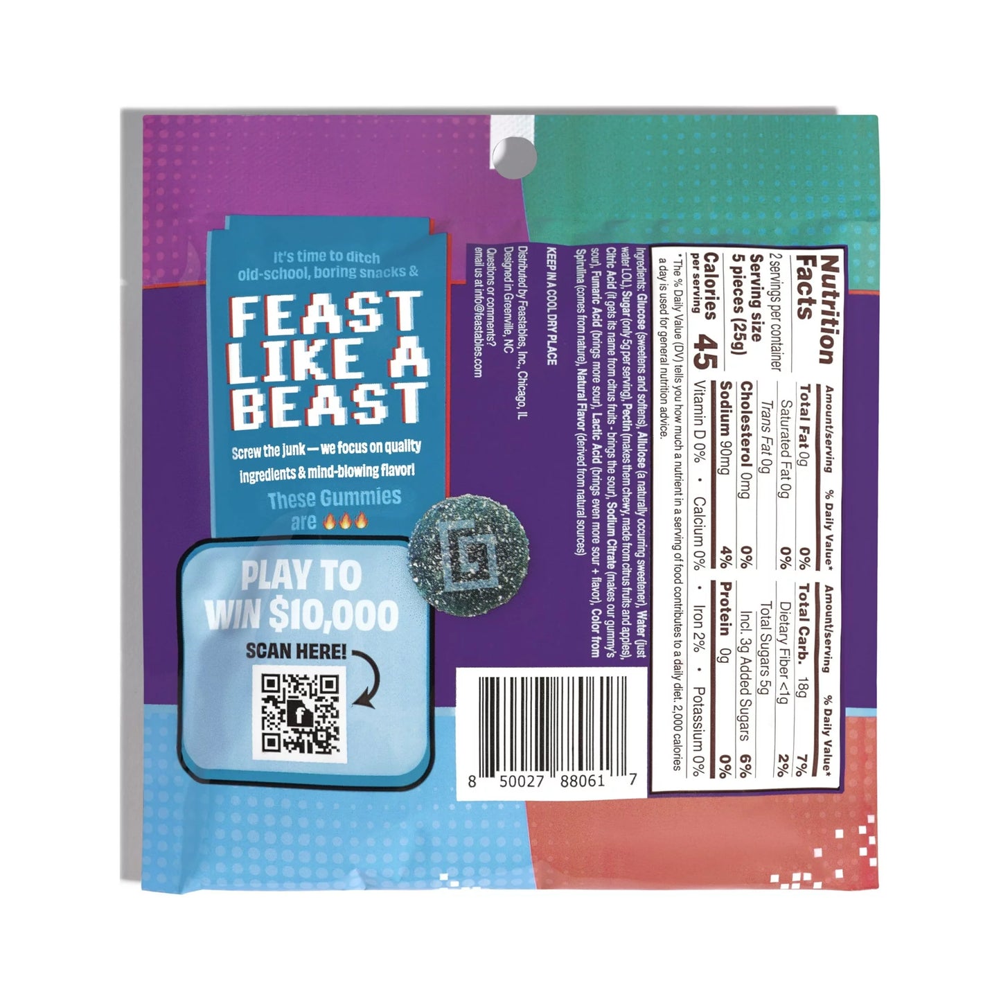 Feastables Karl Gummies Sour Blue Raspberry, 50g