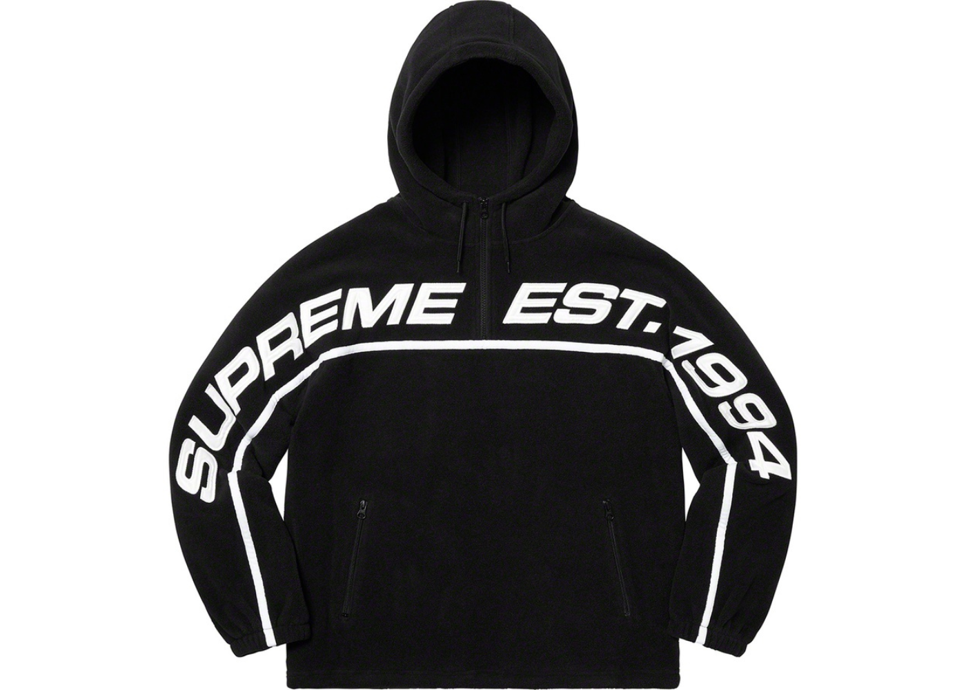 Supreme Polartec Half Zip Hooded Sweatshirt Black #