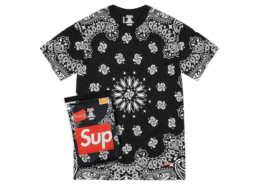 Supreme Hanes Bandana Tagless Tees (2 Pack) Black
