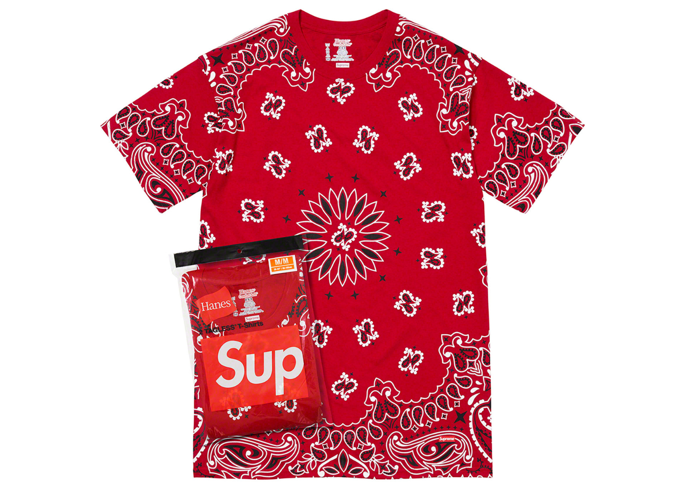 Supreme Hanes Bandana Tagless Tees (2 Pack) Red