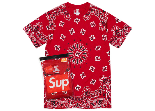 Supreme Hanes Bandana Tagless Tees (2 Pack) Red