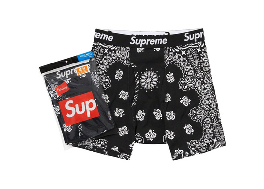 Supreme Hanes Bandana Boxer Briefs (2 Pack) Black