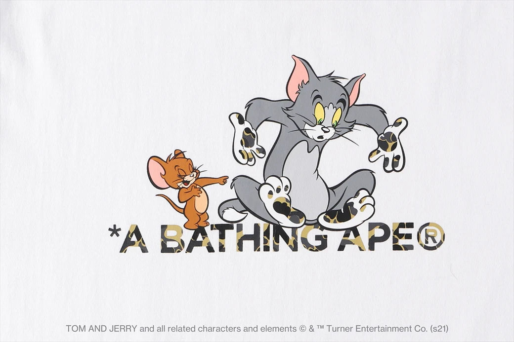 BAPE x Tom and Jerry Footprints Madison Avenue L/S Tee White