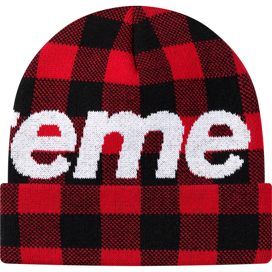 Supreme Big Logo Beanie FW20 Red Plaid #