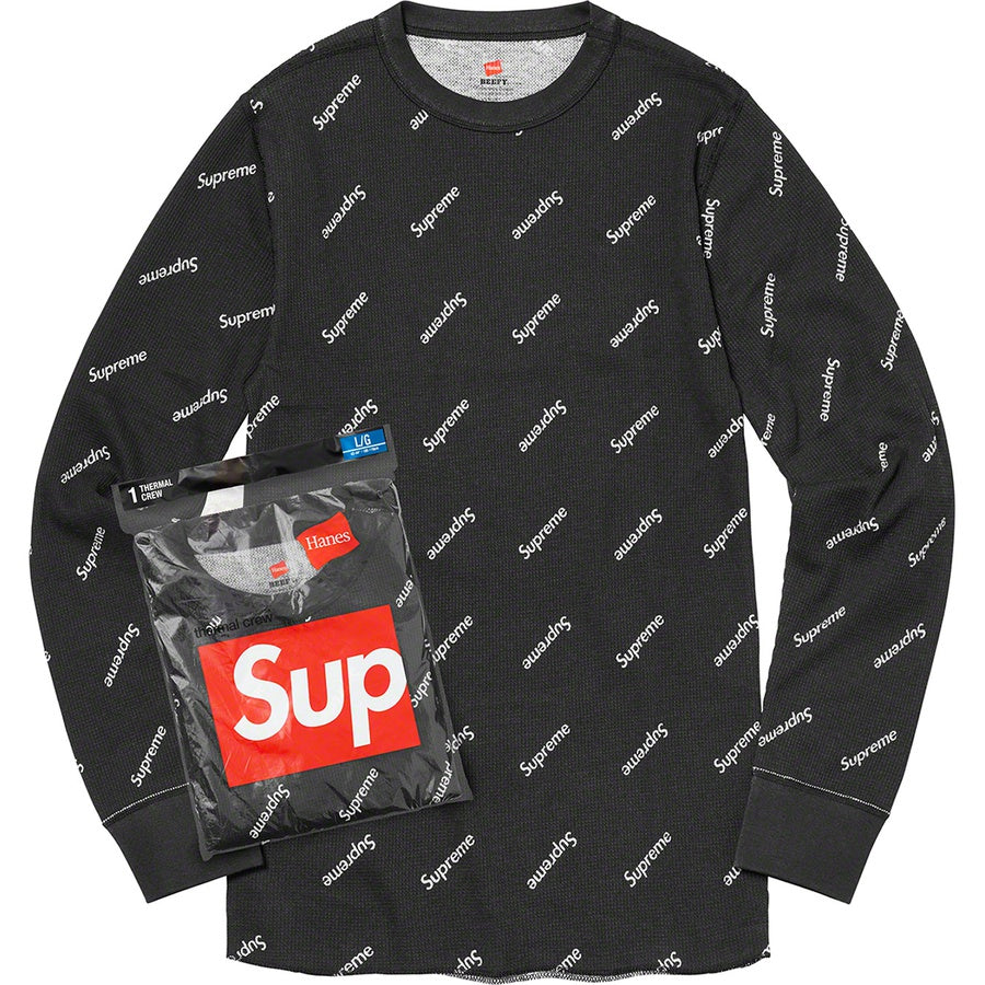 Supreme Hanes Thermal Crew (1 Pack) Black Logos