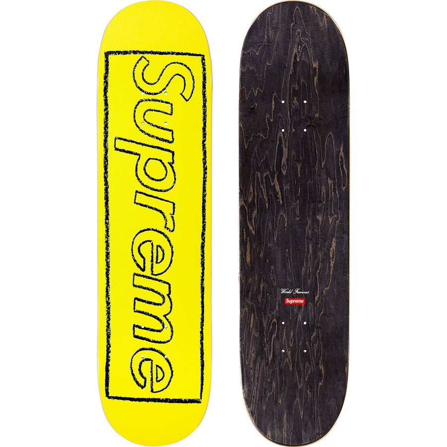 Supreme KAWS Chalk Logo Skateboard Deck Yellow