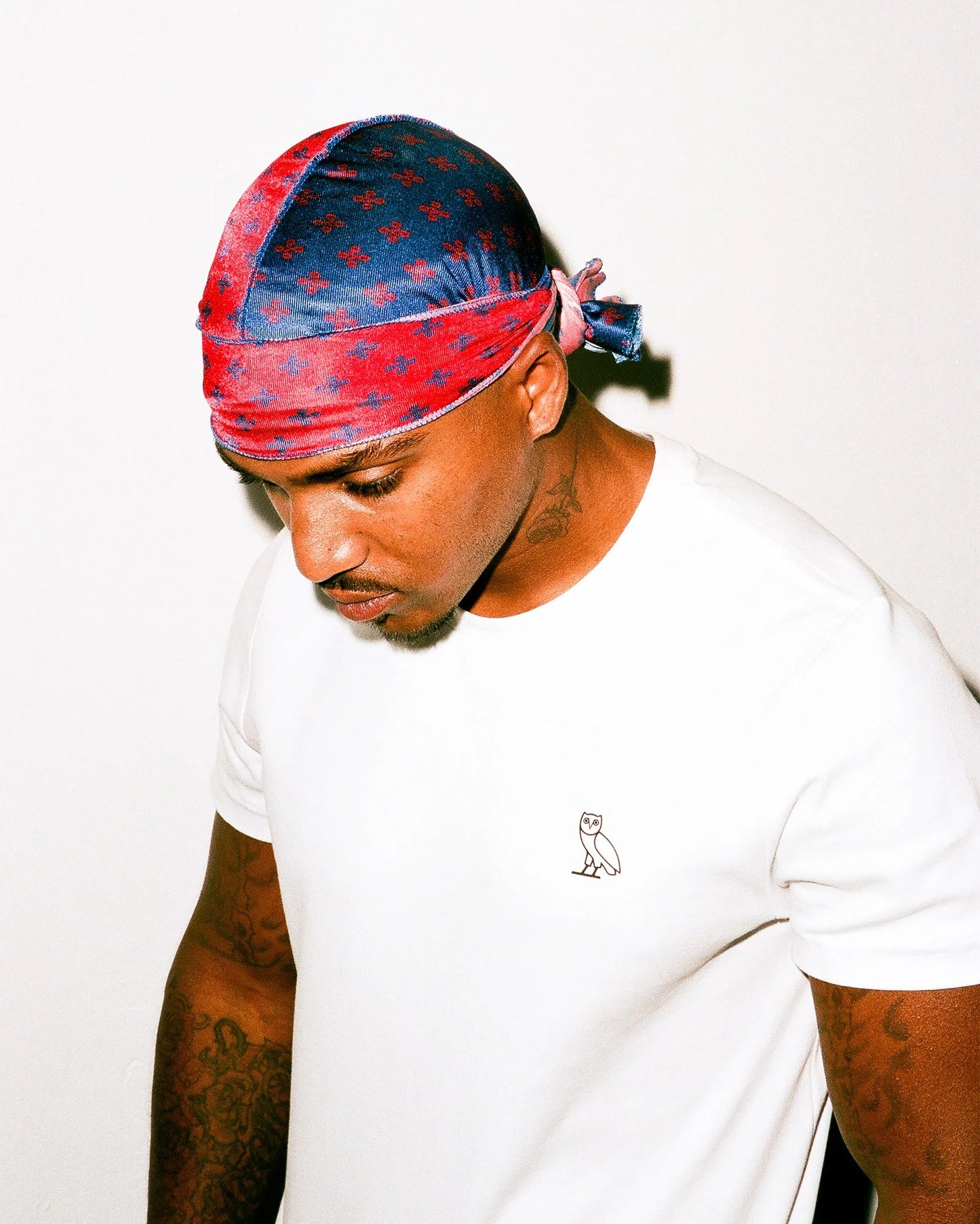 Ovo So Many Waves Monogram Durag Red