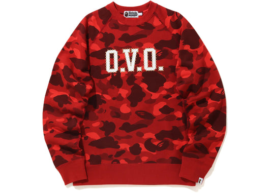 BAPE x OVO Color Camo Crewneck Red