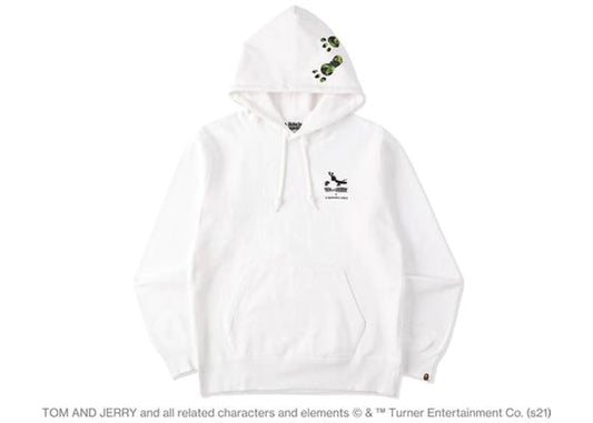 BAPE x Tom and Jerry Footprints Pullover Hoodie White