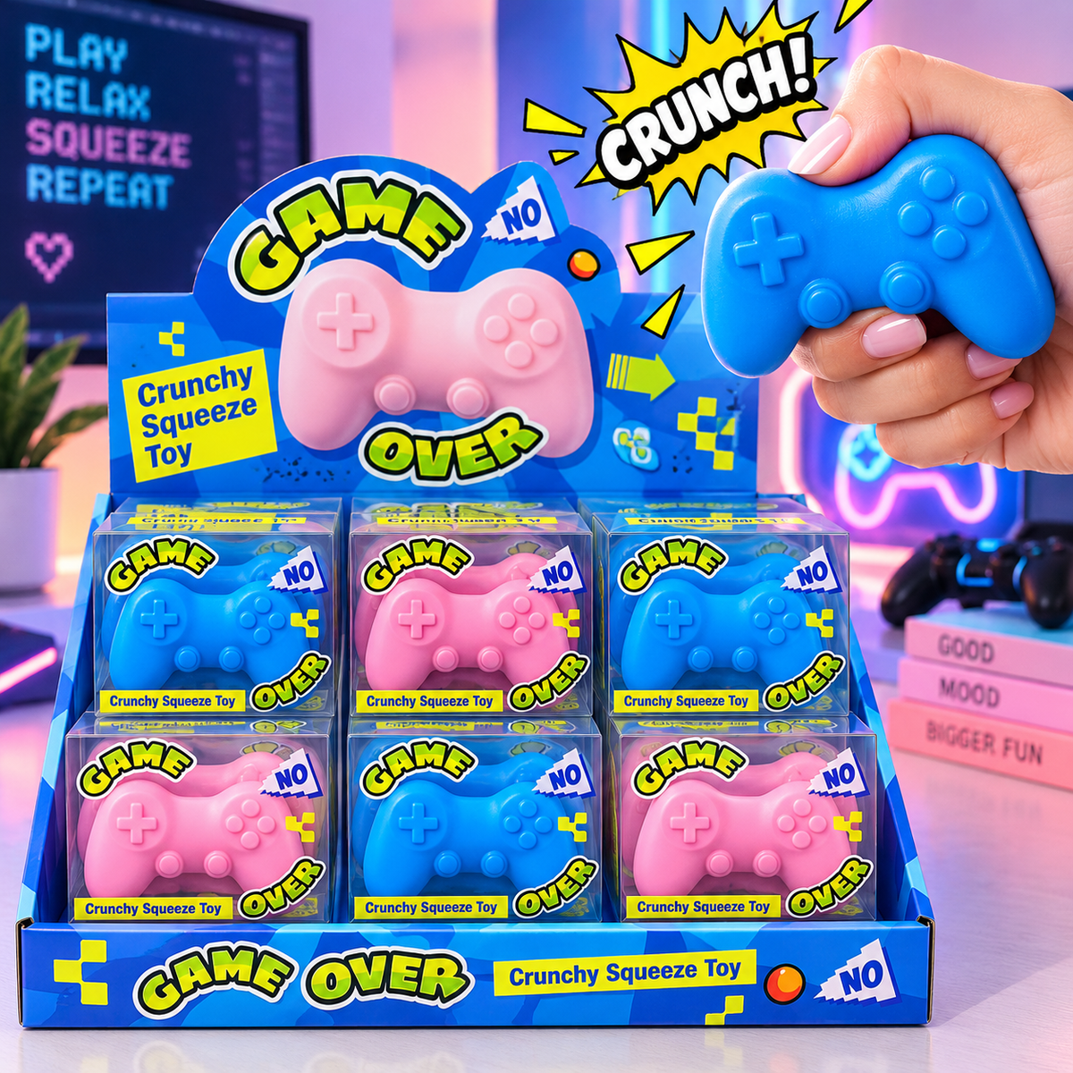 Game Over Crunchy Squeeze Toy — ASMR Game Controller Squishy