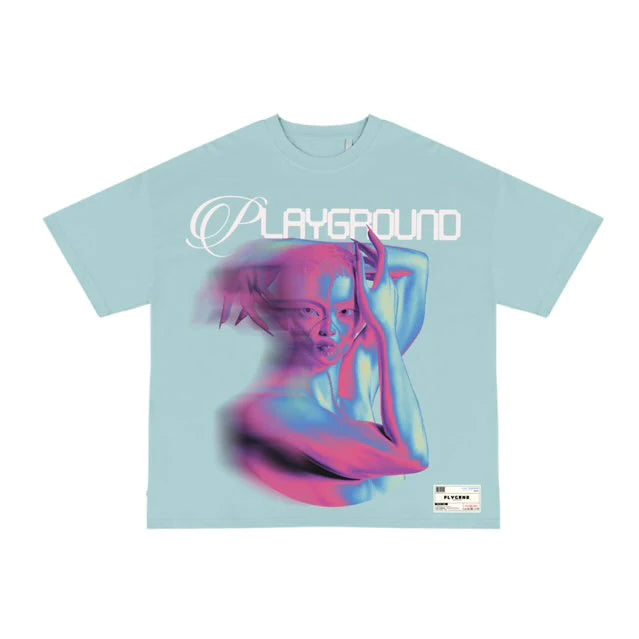 PLAY GROUND Alien Inferno Pastel Blue T-Shirt