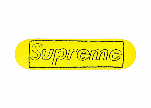 Supreme KAWS Chalk Logo Skateboard Deck Yellow