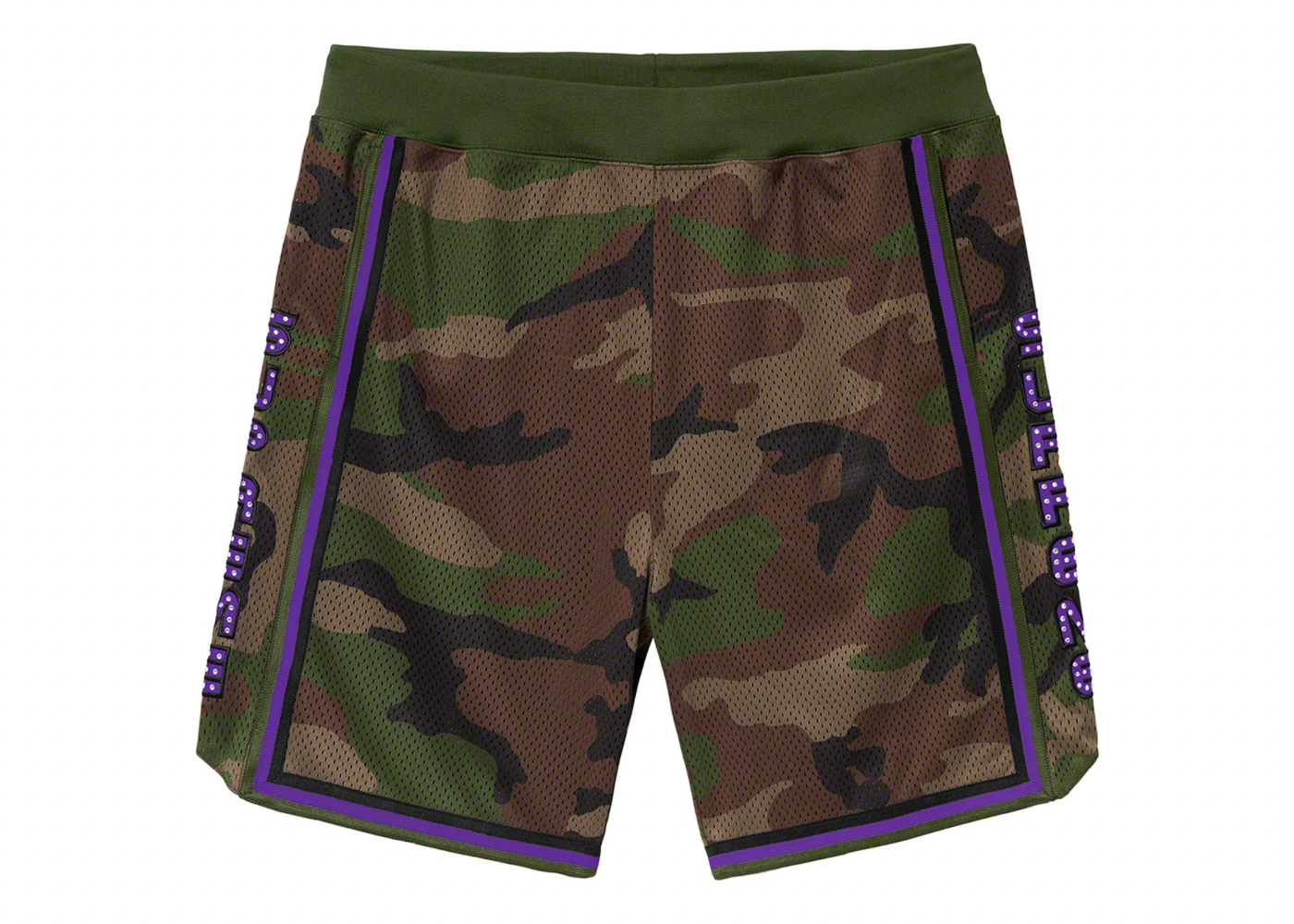 Supreme Rhinestone Basketball Short Woodland Camo