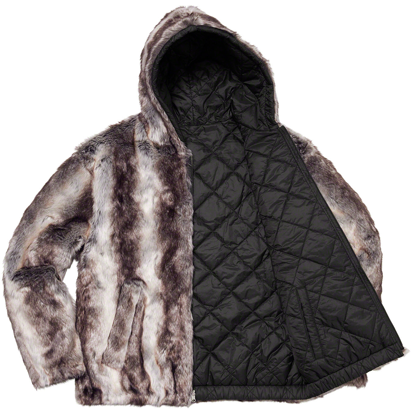 Supreme Faux Fur Reversible Hooded Jacket Black