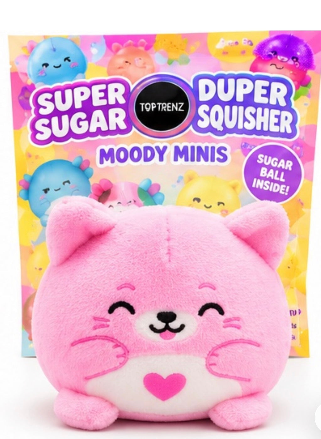 Top Trenz Super Duper Sugar Squisher Moody Mini Plush – Cassie Silly Cat Pink