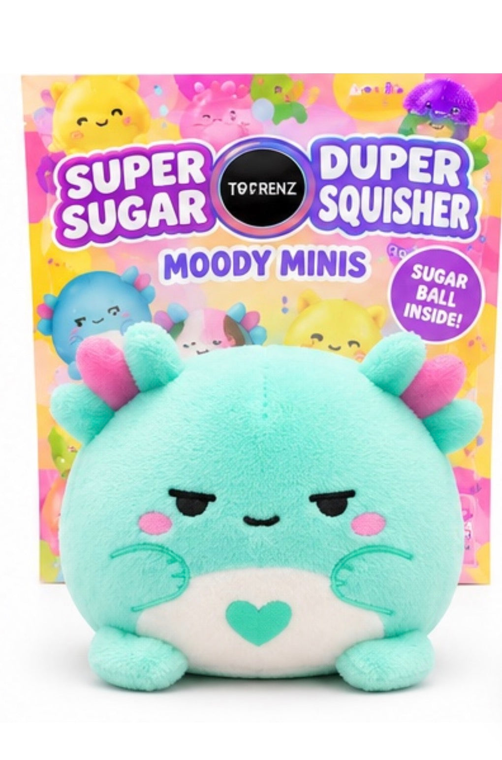 Top Trenz Super Duper Sugar Squisher Moody Mini Plush – Liv Snarky Axolotl Mint