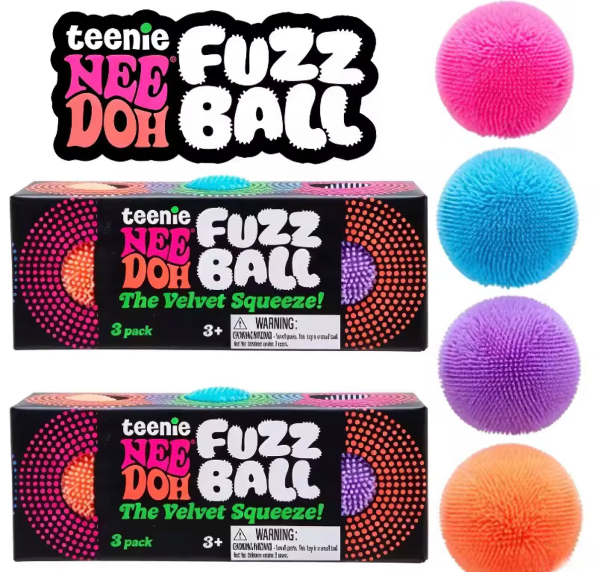 Nee Doh Teenie Fuzz Ball 3 pack