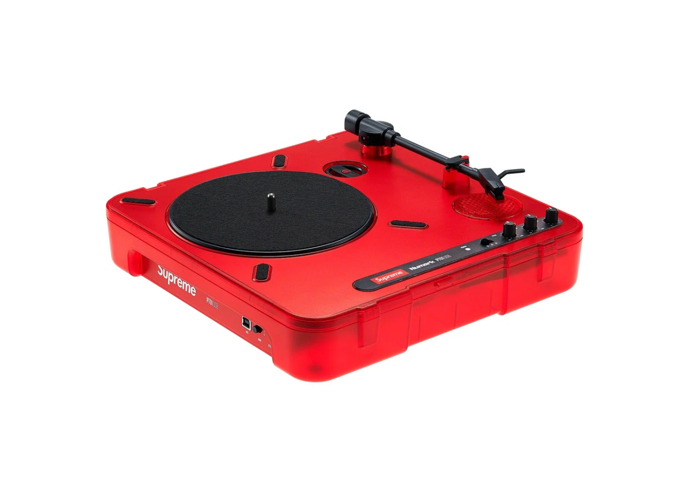 Supreme Numark PT01 Portable Turntable US Plug Red – Mood Supreme Numark PT01 Portable Turntable US Plug Red – Mood