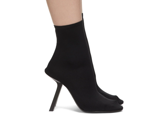 Balenciaga Black Stretch Fabric Knit Heeled Ankle Boots