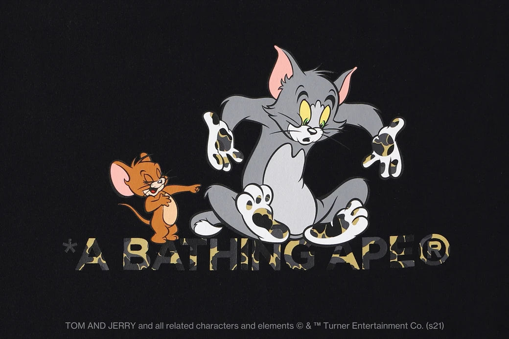BAPE x Tom and Jerry Footprints Madison Avenue L/S Tee Black