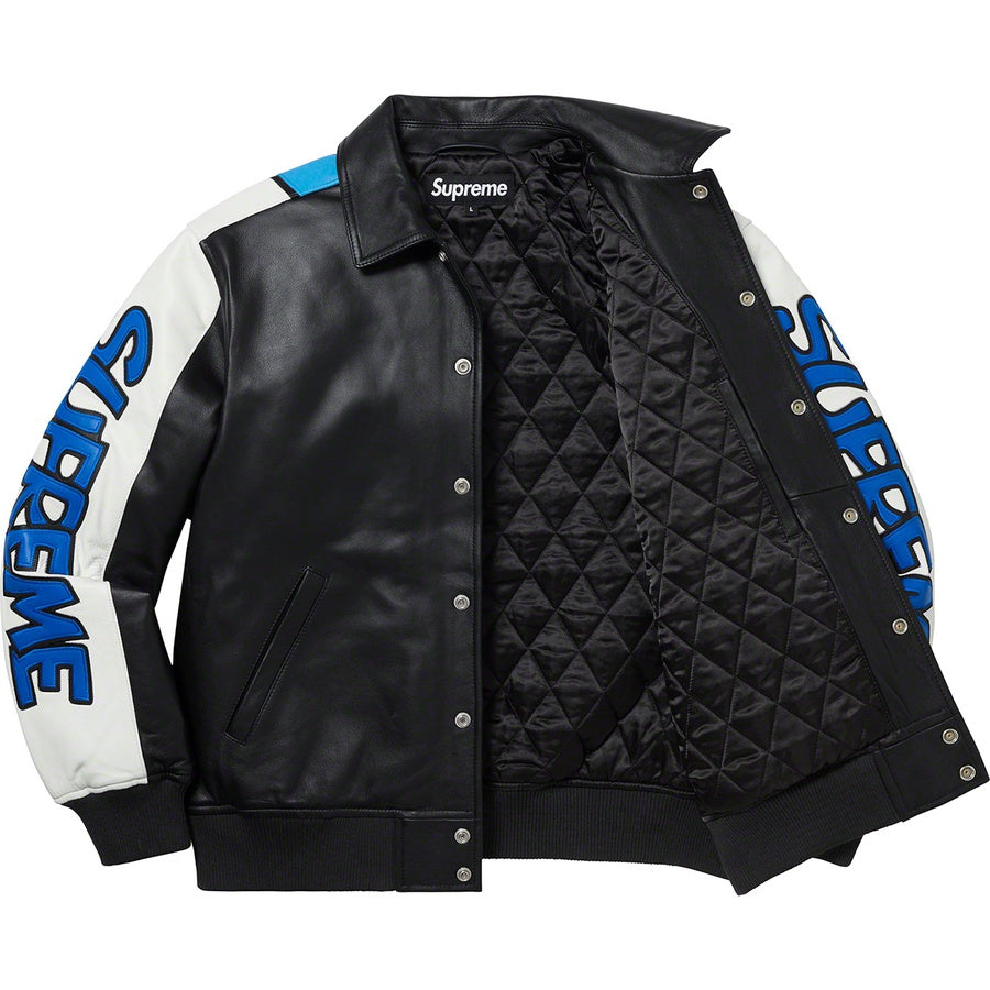 Supreme Smurfs Leather Varsity Jacket Black – Mood Toronto